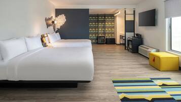 Habitación, 2 camas de matrimonio, en esquina | Ropa de cama