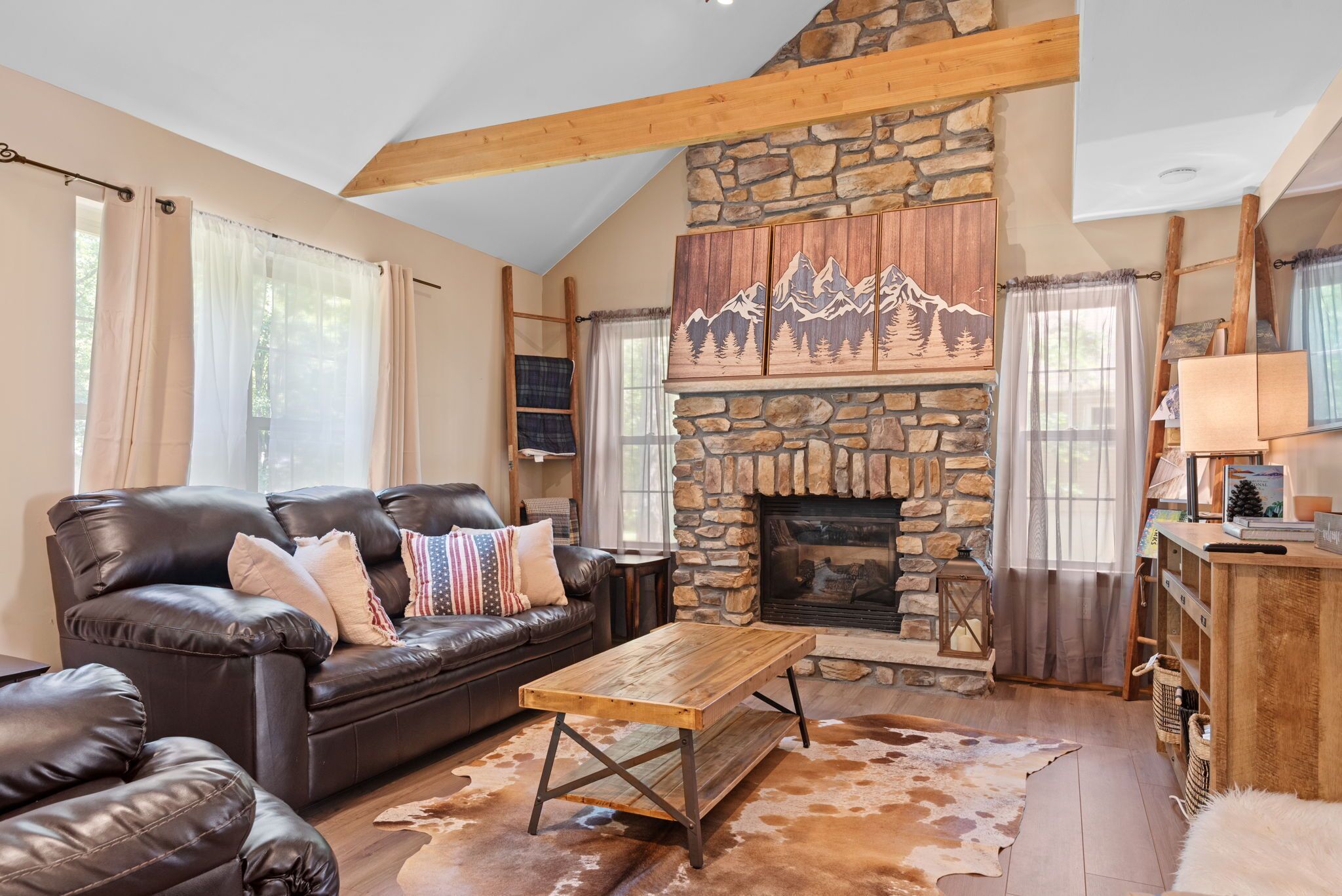 Smart TV, fireplace, video games, books