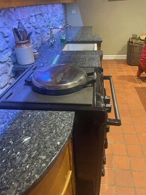 Fridge, oven, stovetop, electric kettle