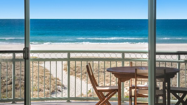 A balcony with a view of the beach and ocean. - Golden Sea 12 - Absolute Beachfront Bilinga - Min. 3 Night Stays! (Bilinga)