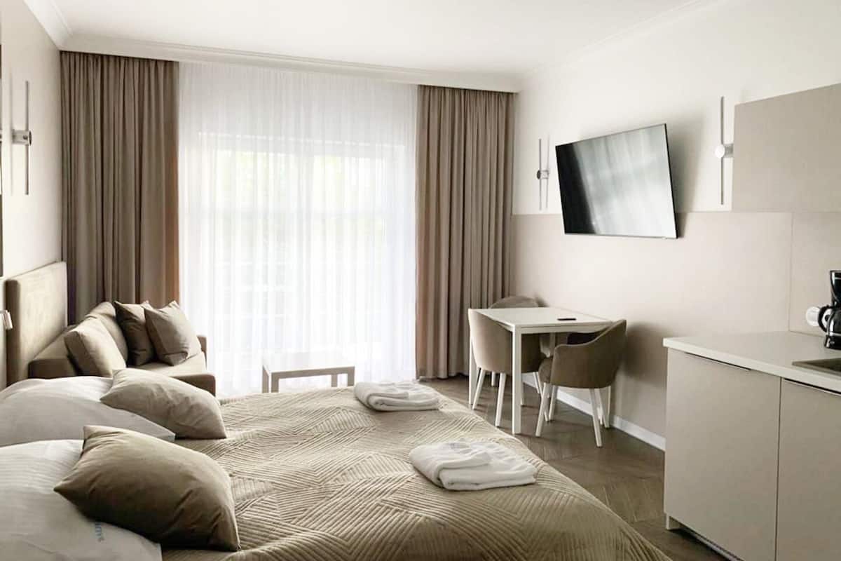 Suite estudio superior, 1 cama Queen size y sofá cama | 1 habitación, decoración personalizada y muebles diferentes