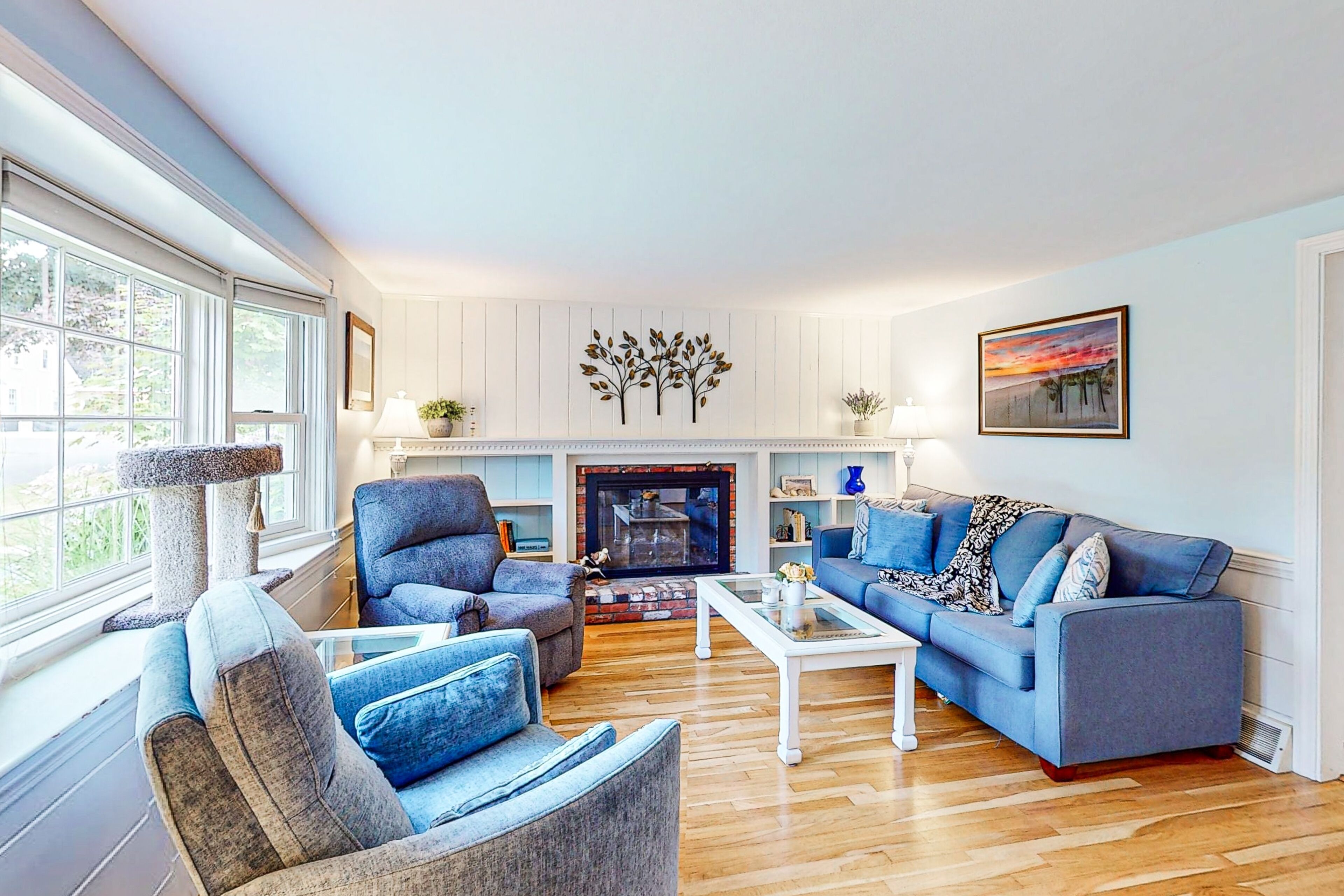 Téléviseur, foyer, livres