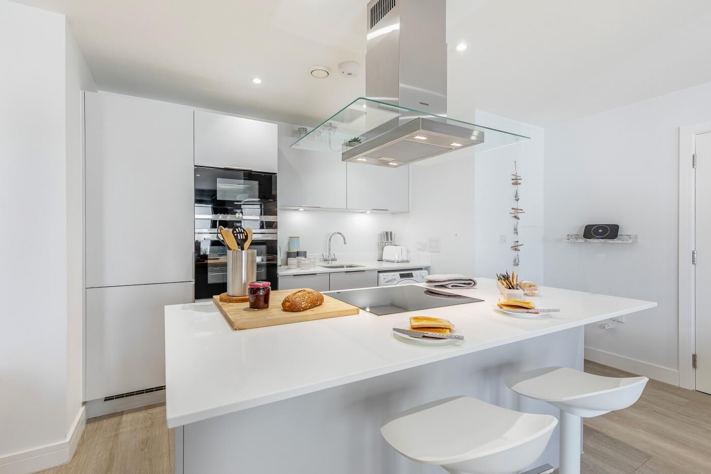 Microwave, oven, dishwasher, high chair