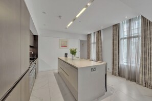 Deluxe Apartment, 2 Bedrooms, City View | Private kitchen - The Baker Residences (London)