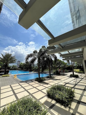 Outdoor pool, a heated pool - 22.40sqm, Studio unit, Modern & Cozy Condo in Horizon 101 Heart of Cebu City, (Cebu City)
