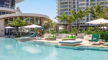 3 outdoor pools, open 7:00 AM to 7:00 PM, pool cabanas (surcharge)