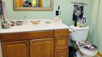 Douche, sèche-cheveux, serviettes fournies, savon