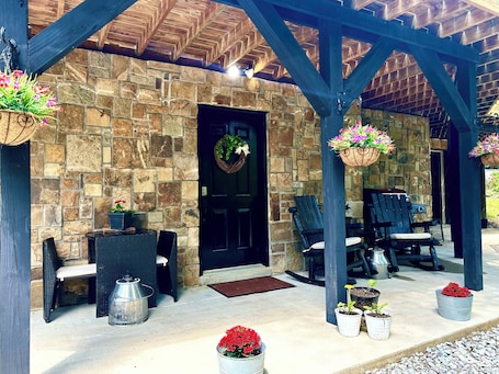 Terrace/patio. Bear Valley Cabin, a beautiful secluded oasis 4 a Romantic or family getaway.
