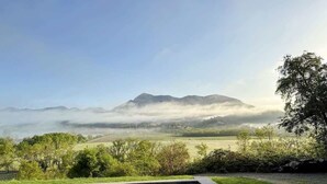A swimming pool with a view of a mountainous landscape and a tree. - Calistoga Vista-Pool, Hot Tub - Tastings Included (Calistoga)