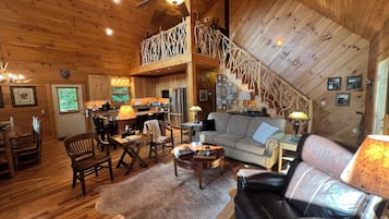 Smart TV, fireplace, video games, DVD player