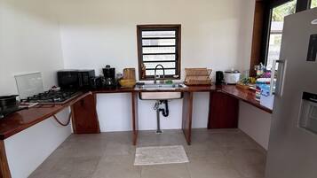 Fridge, microwave, stovetop, toaster