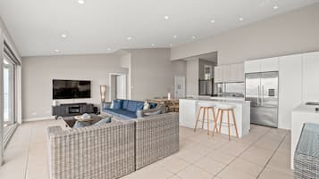 TV, DVD player, stereo