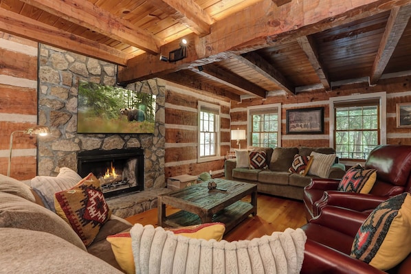 TV, fireplace