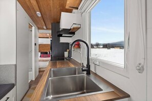 Fridge, microwave, oven, stovetop - Charming Modern Tiny Home, Minutes to Stowe (Morristown)