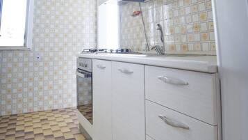Fridge, oven, stovetop, high chair