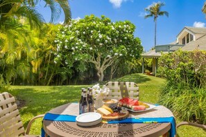 Outdoor dining - Manualoha 303 – Ground Floor + PBAC Access (Koloa)