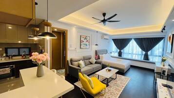 Free toiletries, hair dryer, slippers, towels