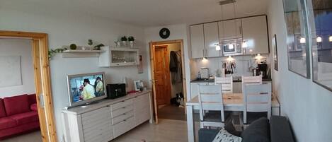 Fernseher, DVD-Player, Tischtennisplatte, Stereoanlage