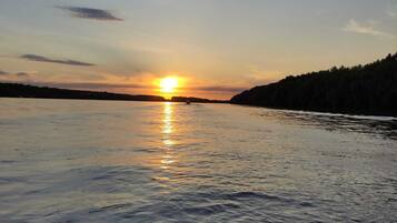 Regadera, toallas, jabón, papel de baño