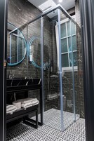 Premium Double Room | Bathroom | Shower, hair dryer, towels, soap