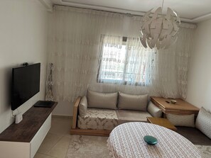 Living area - Cozy 2-bedroom apartment in awesome Marrakech with WiFi, AC (Marrakech)