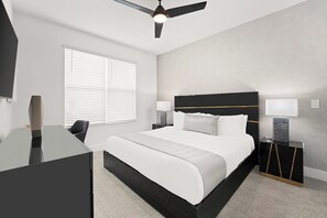 *Bedroom 1* on First Floor - Zack's Zone | Epic Villa w Robot BR, Upscale Amenites & Huge LR/DR, Near Airport (Orlando)