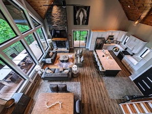 Smart TV, fireplace, video games, stereo