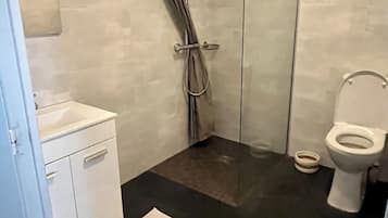Hair dryer, towels, toilet paper