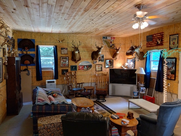 TV, fireplace, DVD player, foosball