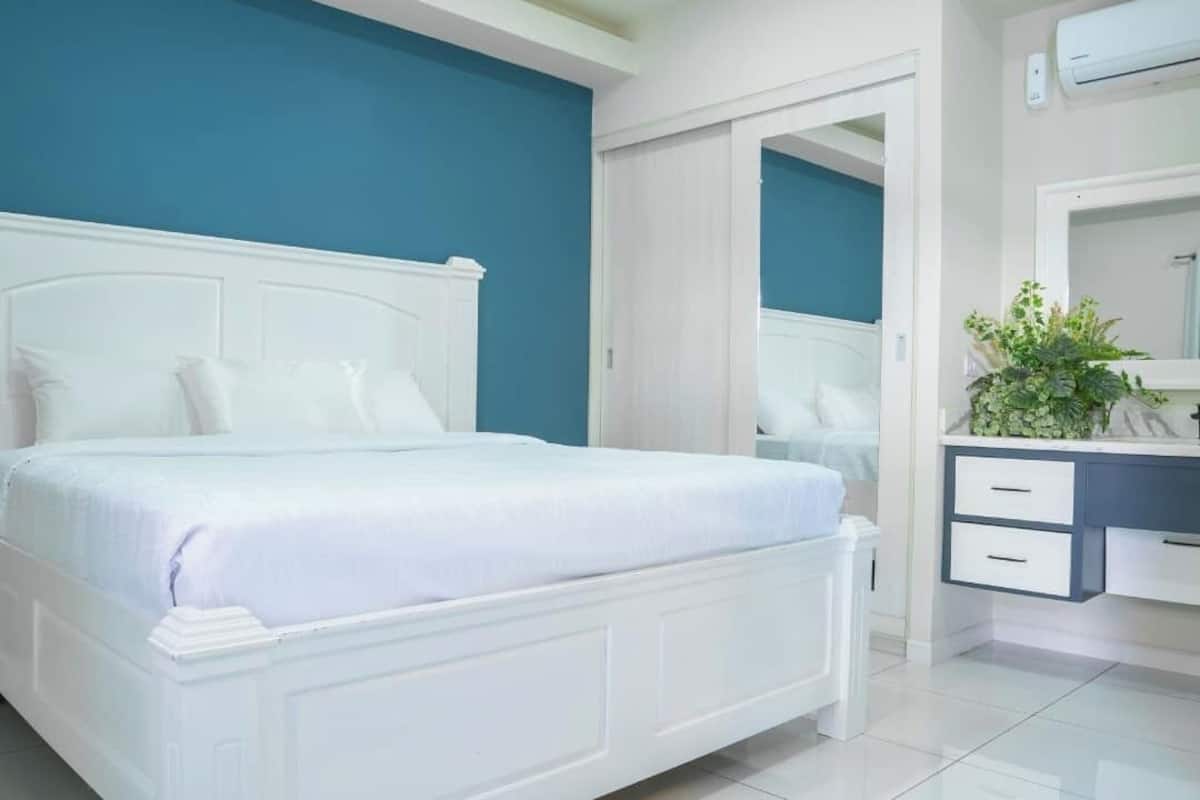 1 bedroom, laptop workspace, blackout drapes, iron/ironing board