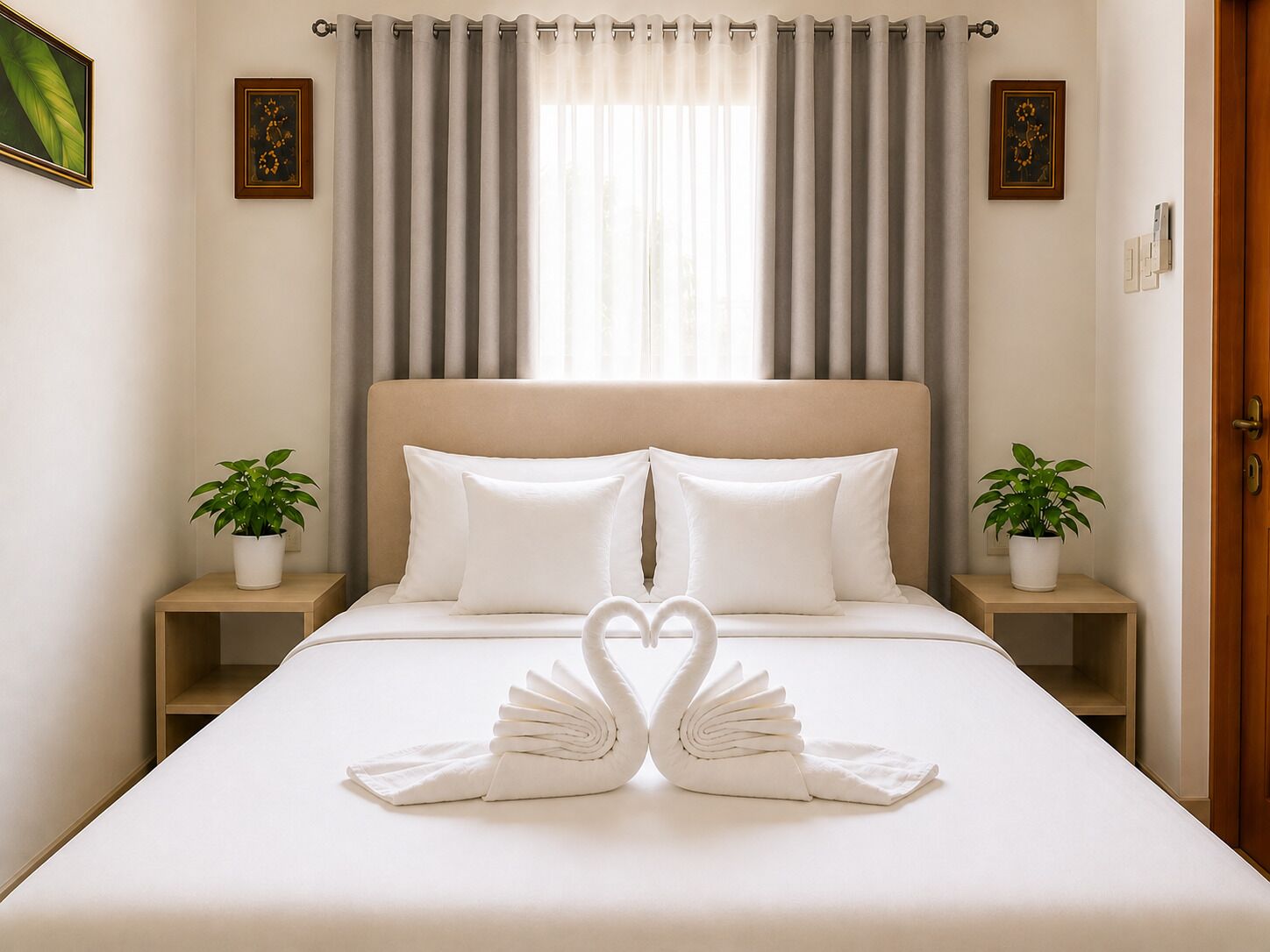Laptop workspace, free WiFi, bed sheets