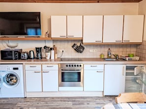 Fridge, microwave, oven, toaster