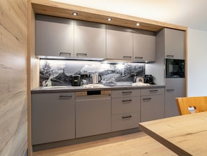 Fridge, microwave, stovetop, dishwasher - Restful apartment with a sauna and a balcony (Haus im Ennstal)