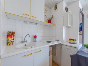 Fridge, microwave, oven, toaster