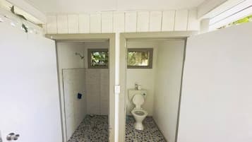 Shower, towels, toilet paper