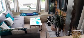 Cabin | Living area | TV, fireplace