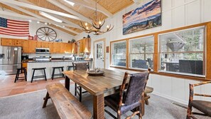 Dining - Red Deer Lodge - 3 BR, Creekside, Minutes from Ski Area (Maggie Valley)