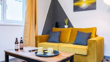 Apartemen Klasik, 1 Tempat Tidur Double dengan tempat tidur Sofa, Bebas Asap Rokok, dapur | Area keluarga