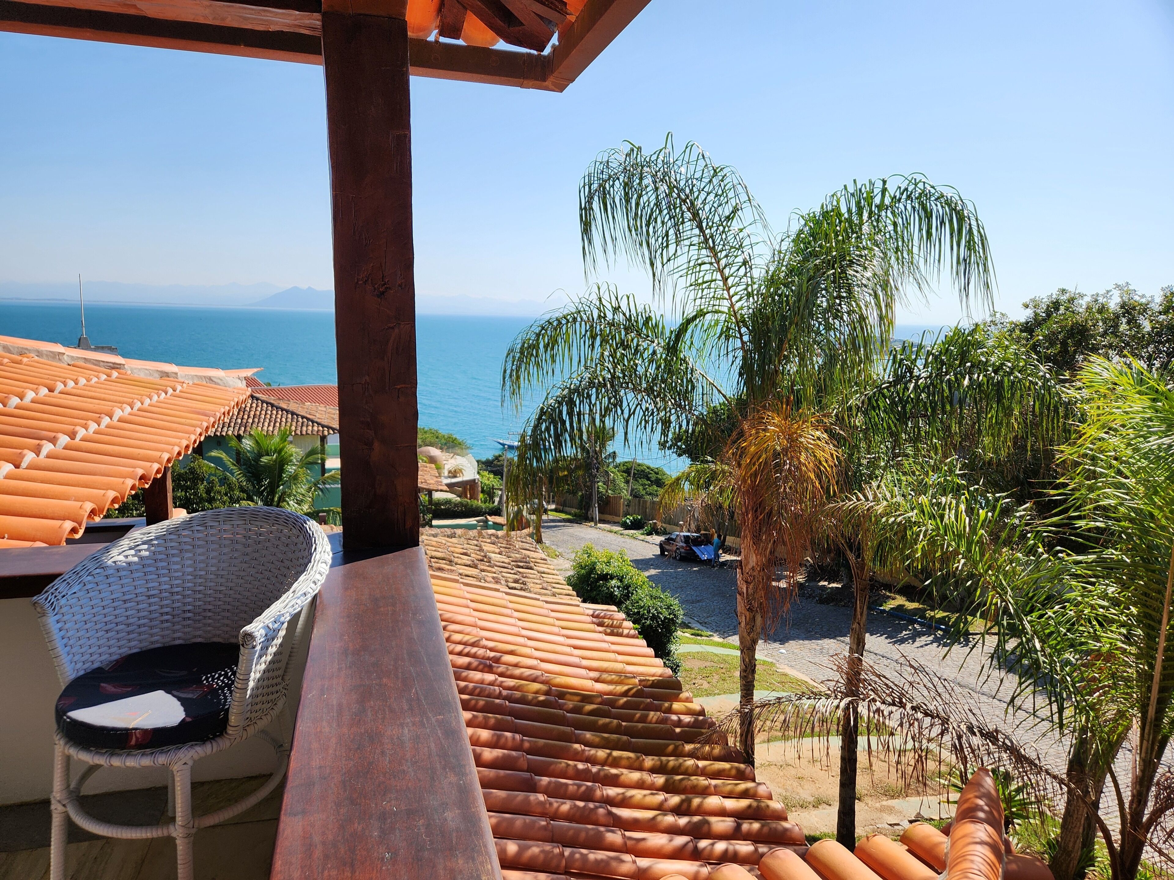 Quarto casal, 1 cama de casal, vista para o mar | Roupas de cama antialérgicas, edredons de pluma, frigobar