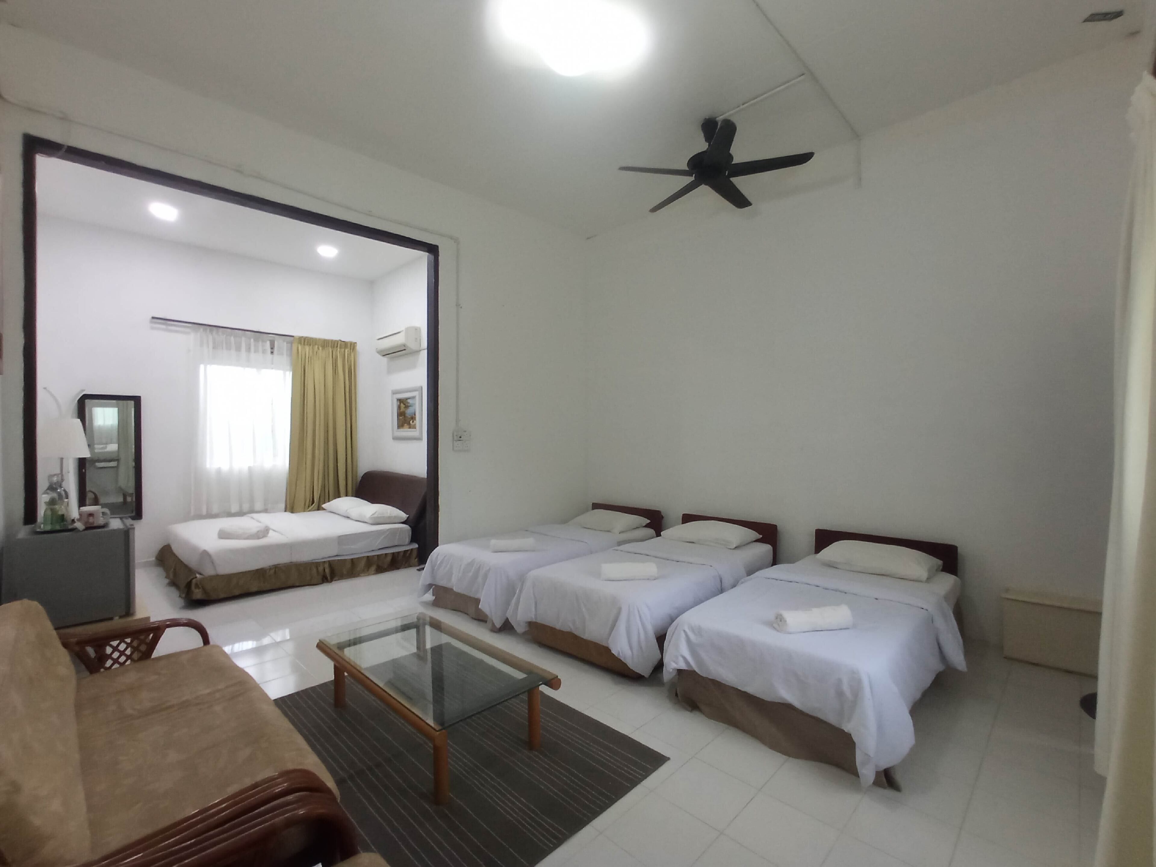 Blackout curtains, iron/ironing board, bed sheets