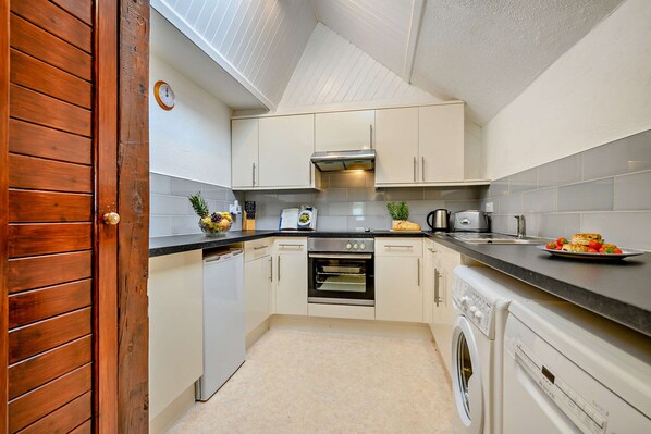 Fridge, microwave, oven, dishwasher
