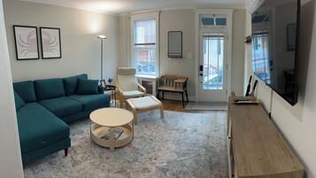 Smart TV, DVD player, books, video library