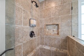 Shower, bidet, towels, soap