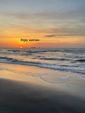 Plage à proximité, chaises longues, serviettes de plage