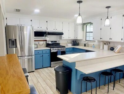 Relaxing 4-bedroom house; 20 mins from springs in Live Oak on pond with fire pit