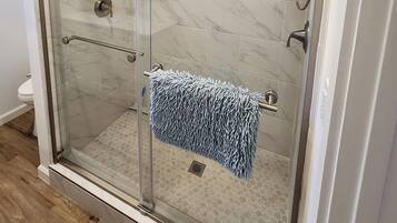Hair dryer, towels