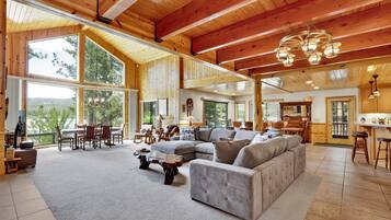 Cabin, Multiple Beds, Hot Tub, Beach View (2471) | Living area | Fireplace