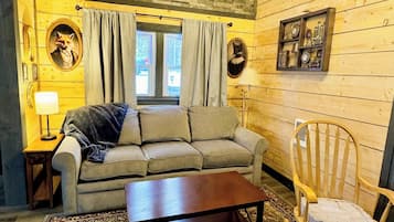 Smart TV, fireplace, DVD player, video library