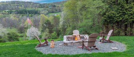 Outside you'll love to enjoy the perfect cool evening by the fire pit! Don't forget the s'more ingredients!