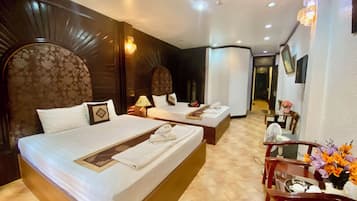 Family Quadruple Room, City View | Premium bedding, individually decorated, individually furnished, desk